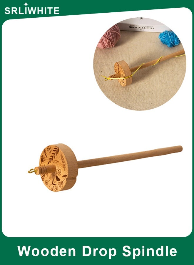 SRLIWHITE Handcrafted Wooden Drop Spindle Top Whorl with Hook, Smooth Waxed Yarn Spinning Tool for Wool or Plant Fibers, Beginner-Friendly Hand Spinning Starter Kit - Image 1